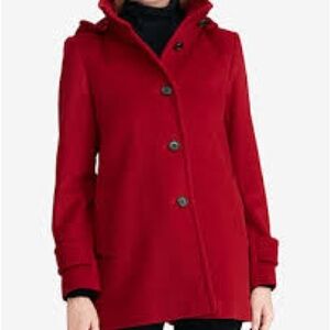 Ralph Lauren Wool Red Pea Coat detachable Hood